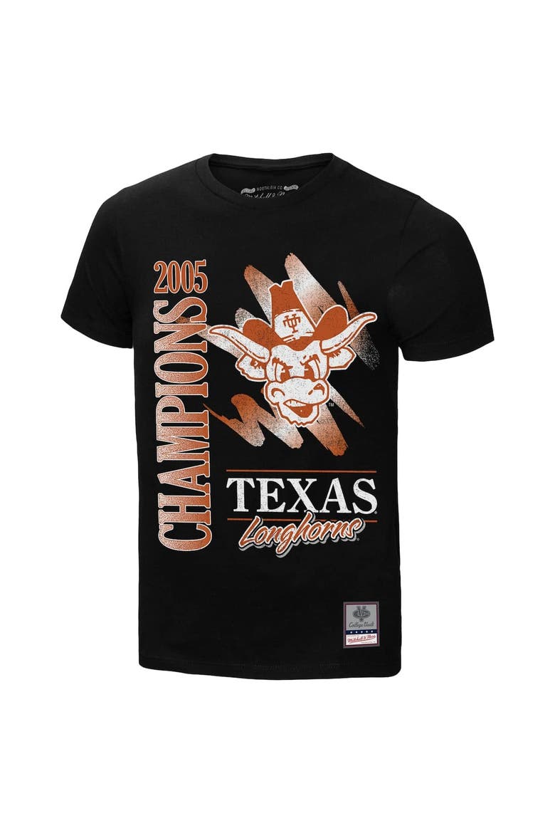 Men's Mitchell & Ness  Black Texas Longhorns Retro Brush Mineral Wash T-Shirt, Alternate, color, Black