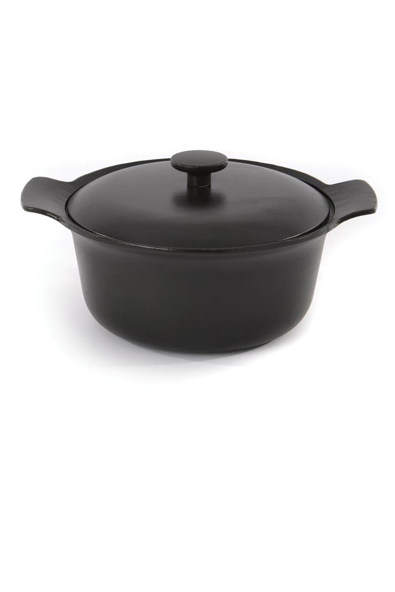 Green Cast Iron 4.4 Quart Covered Stockpot, Main, color, MULTI
