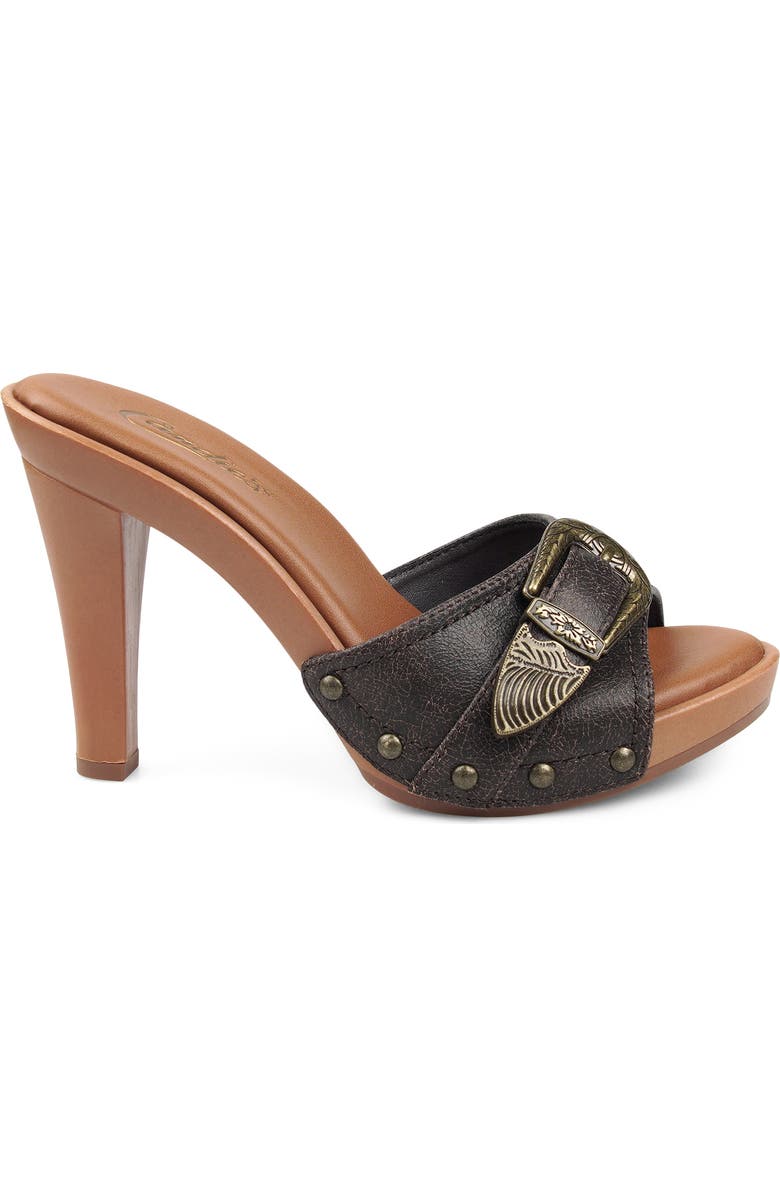 Candie's Federica Platform Slide Sandal, Alternate, color, Brown Leather