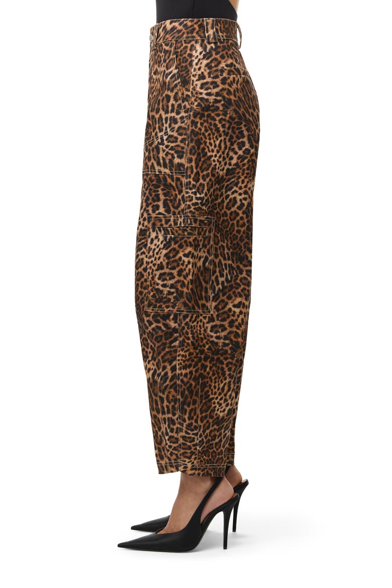 Leopard Print Stretch Canvas Barrel Pants, Alternate, color, SPOTTED LEOPARD