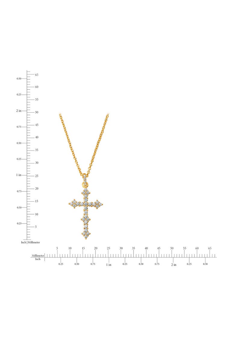 Pavé Cluster Cubic Zirconia Cross Pendant Necklace, Alternate, color, 18KYG/ CLEAR STONE