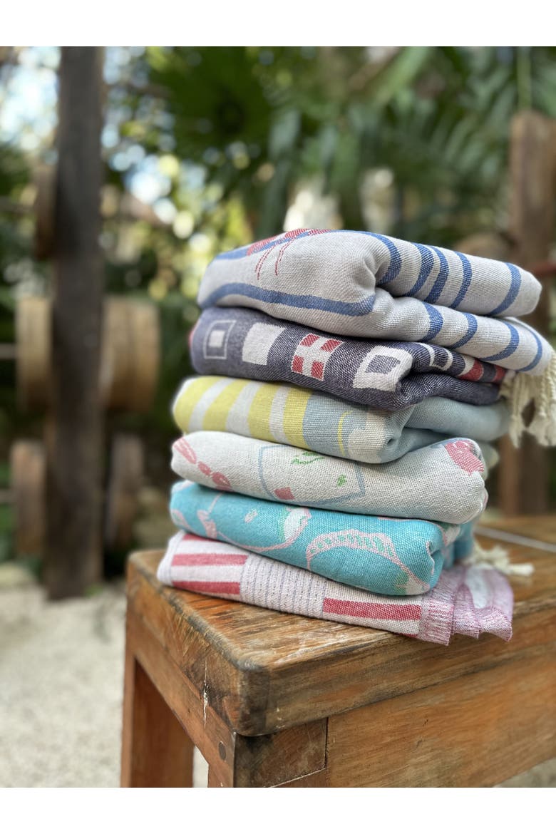 Oversized 37" x 71" Preppy Turkish Beach Towel by Ramus & Co, Alternate, color, Nautical Flags