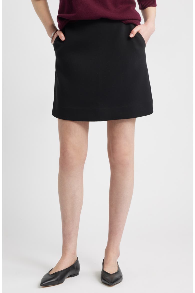 Twill Miniskirt, Main, color, BLACK