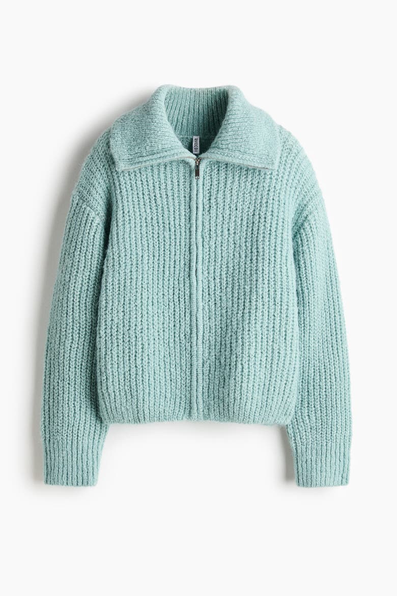 Zip-through Cardigan, Alternate, color, Light turquoise