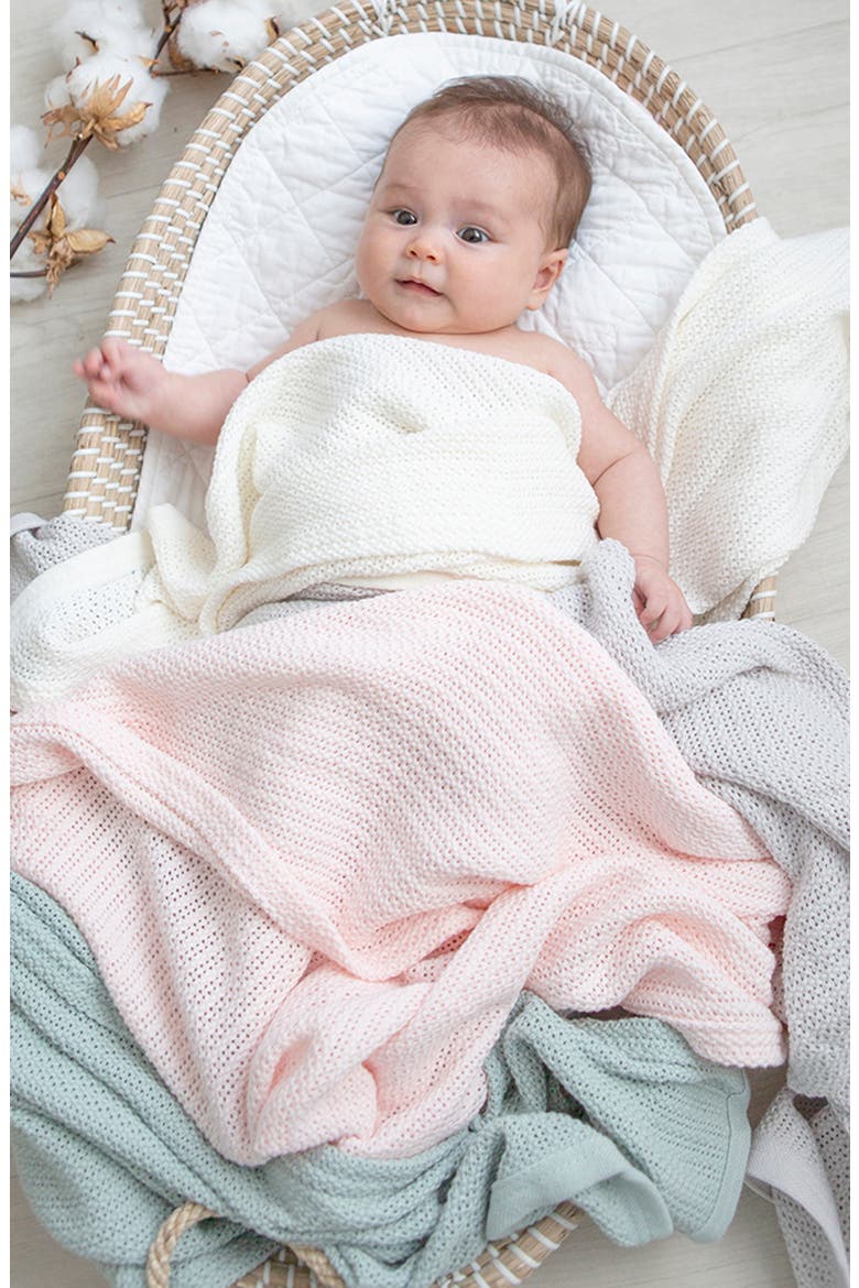 Organic Cotton Thermal Knit Baby Blanket, Alternate, color, GREY