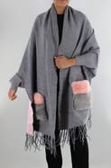 La Fiorentina Wrap with Faux Fur Pockets