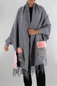 La Fiorentina Wrap with Faux Fur Pockets