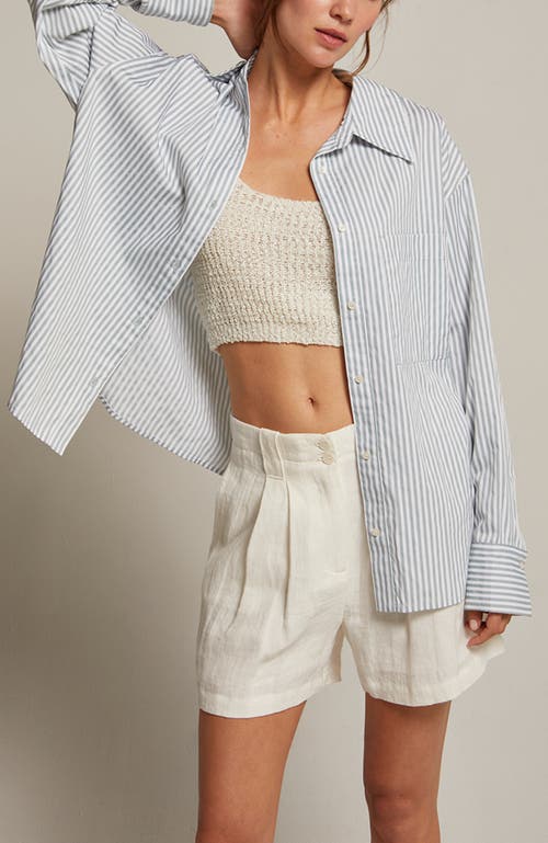 Crescent Striped Button Up Shirt In Mist