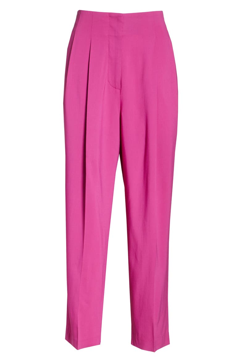 Pleated Crop Trousers, Alternate, color, FUCHSIA