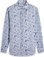 Bugatchi Julian Shaped Fit Abstract Print Linen Button-Up Shirt