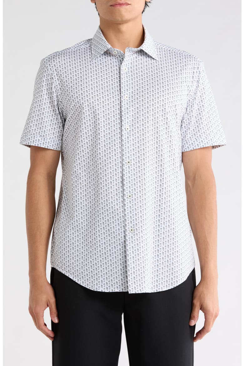Short Sleeve Woven Shirt, Main, color, WHITE