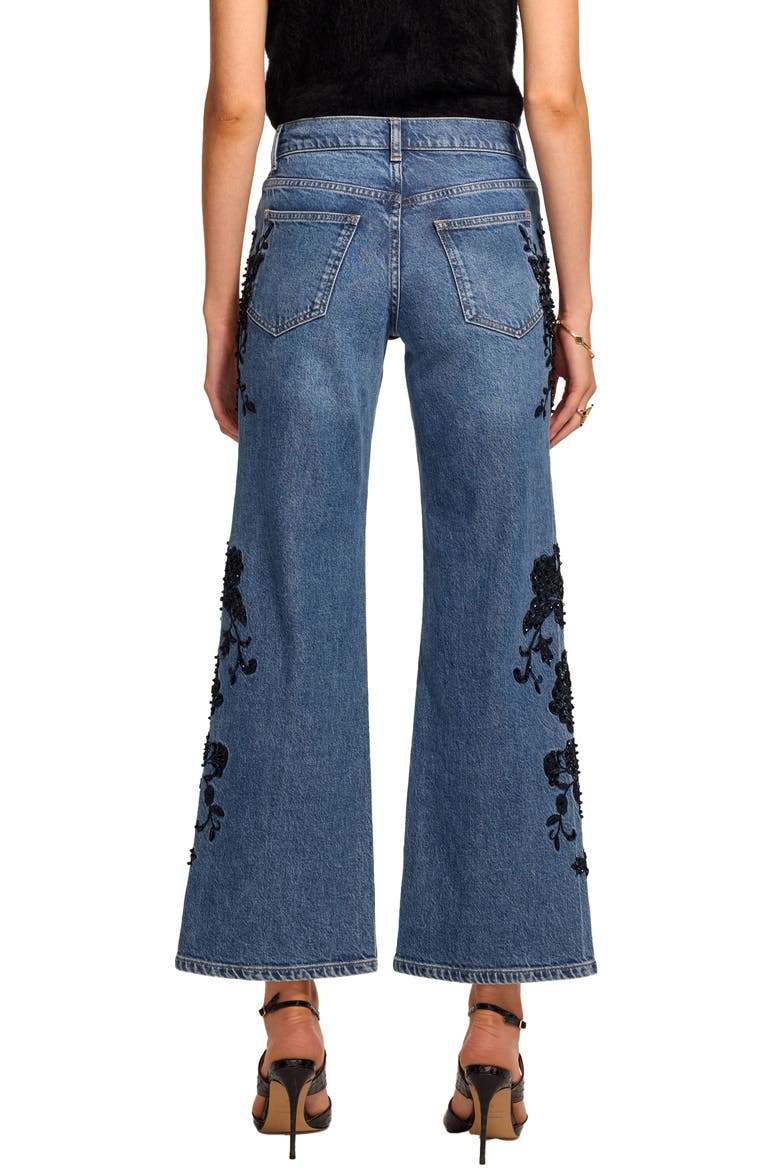 Lea Beaded Cropped Straight Leg Jeans, Alternate, color, MID CERULEAN