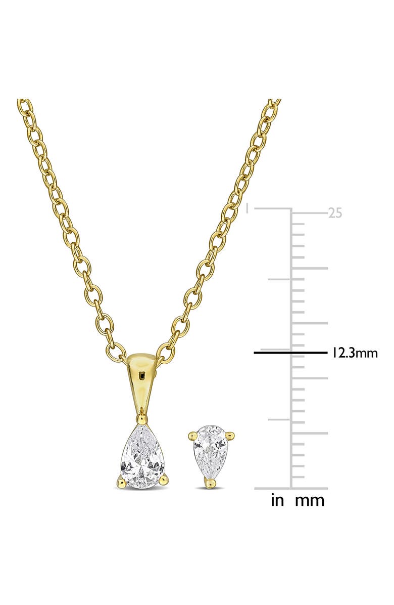 DELMAR Pear Cut Cubic Zirconia Earrings & Necklace Set, Alternate, color, White