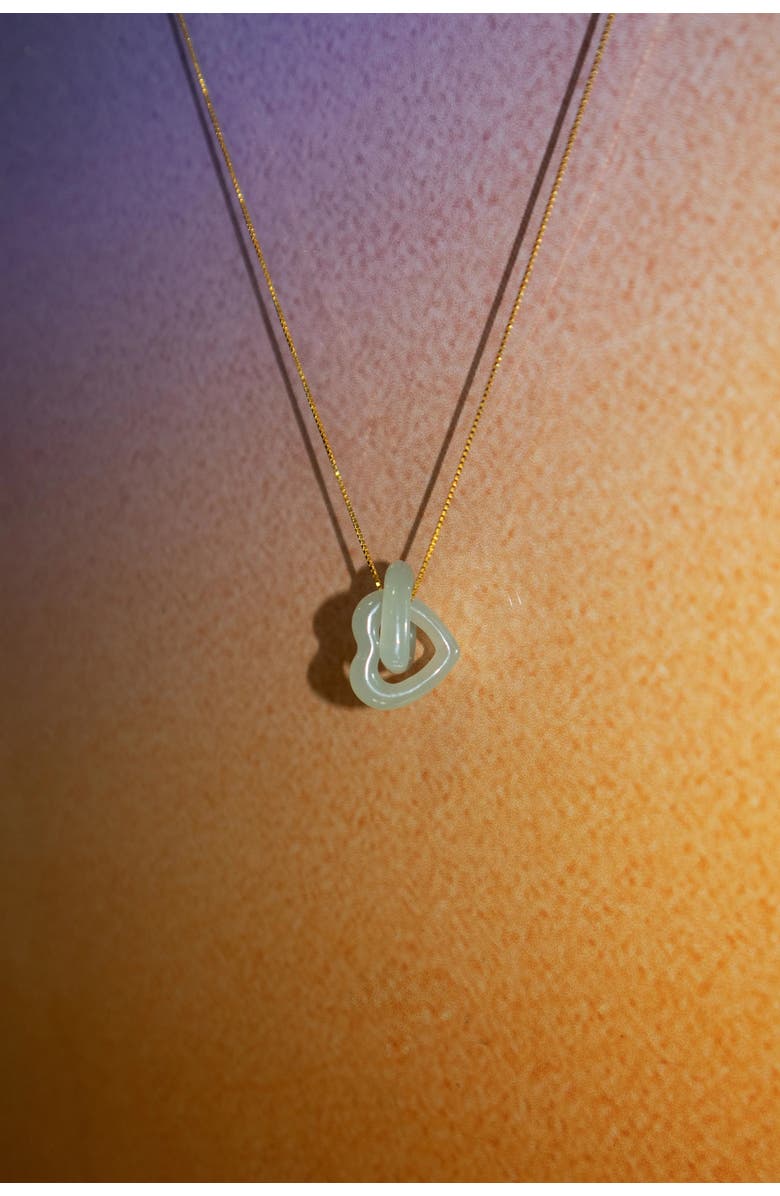 seree The hearts Interlocking jade pendant necklace, Alternate, color, Light Green