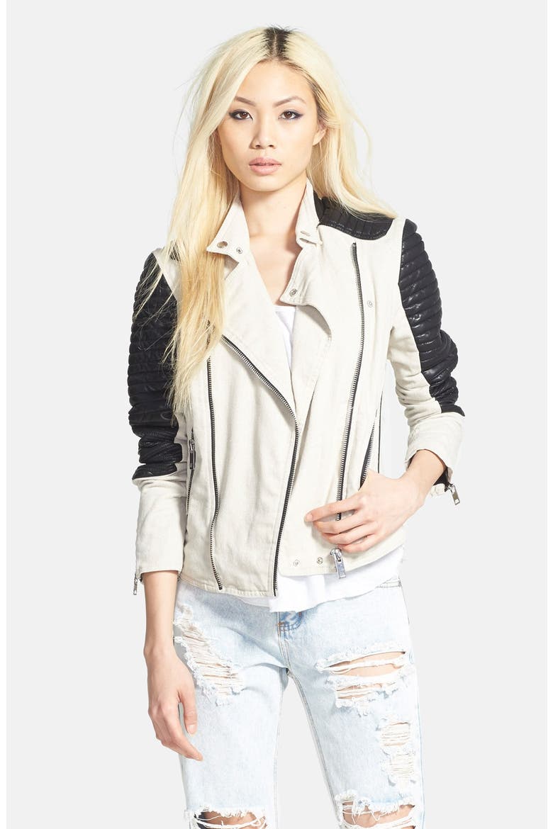 'Goodbye, Sally' Moto Jacket, Main, color, GREY/ BLACK