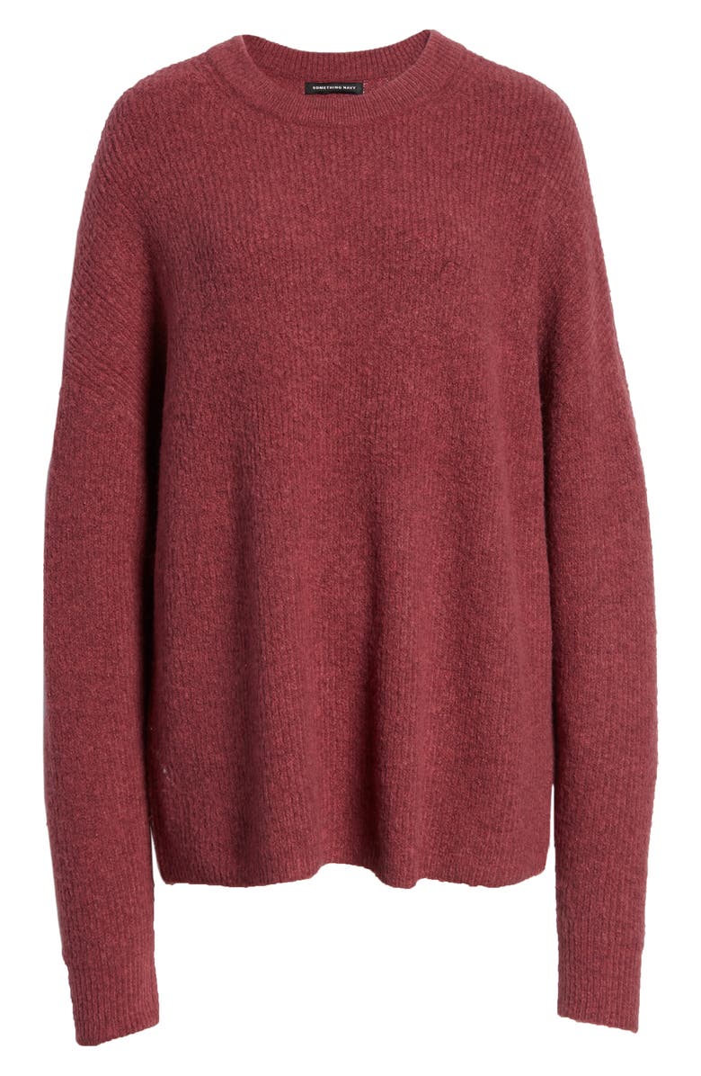 Something Navy Fuzzy Oversize Sweater, Alternate, color,