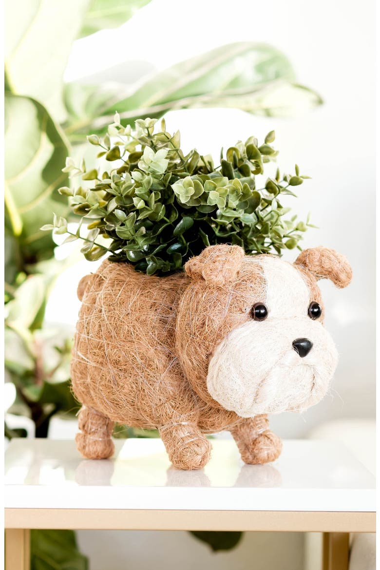 English Bulldog Handwoven Planter, Alternate, color, BROWN / WHITE