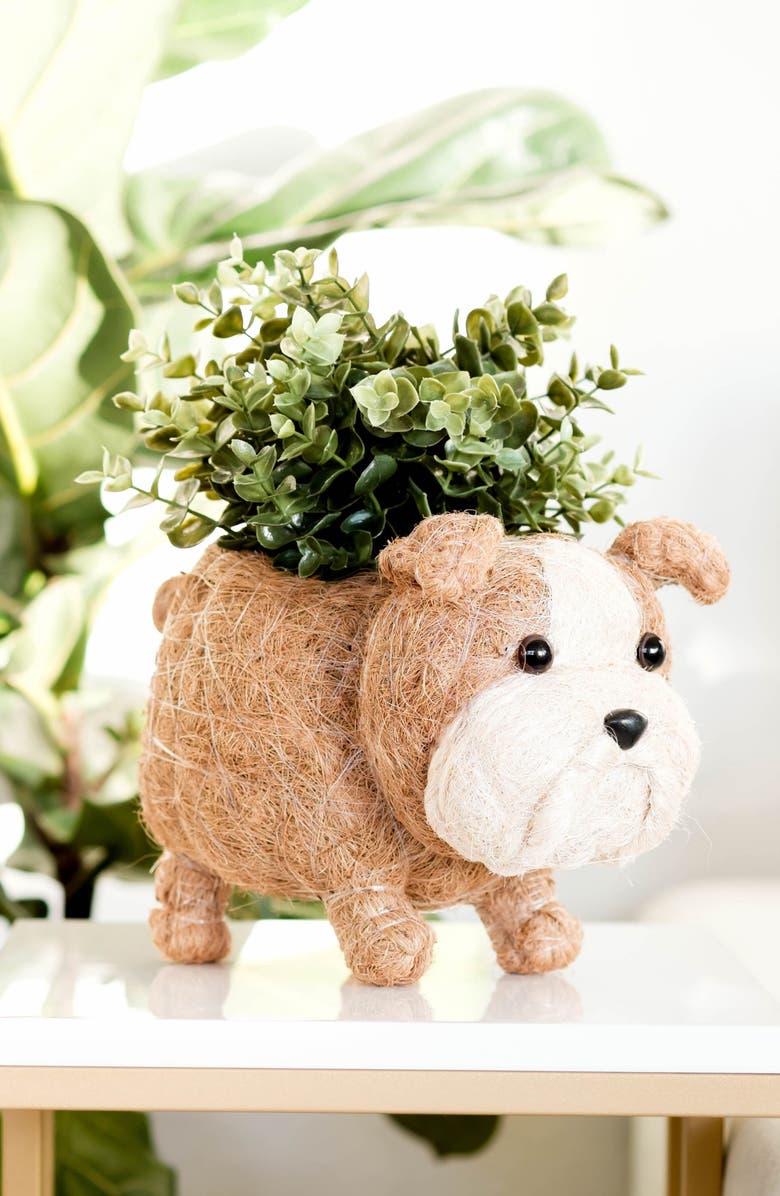 LIKHA English Bulldog Handwoven Planter, Alternate, color, Brown / White