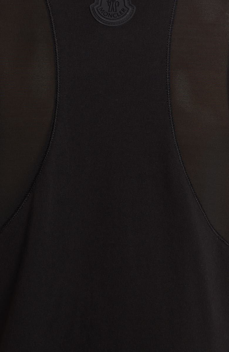 Moncler Logo Sleeveless Mixed Media Shift Dress, Alternate, color, 