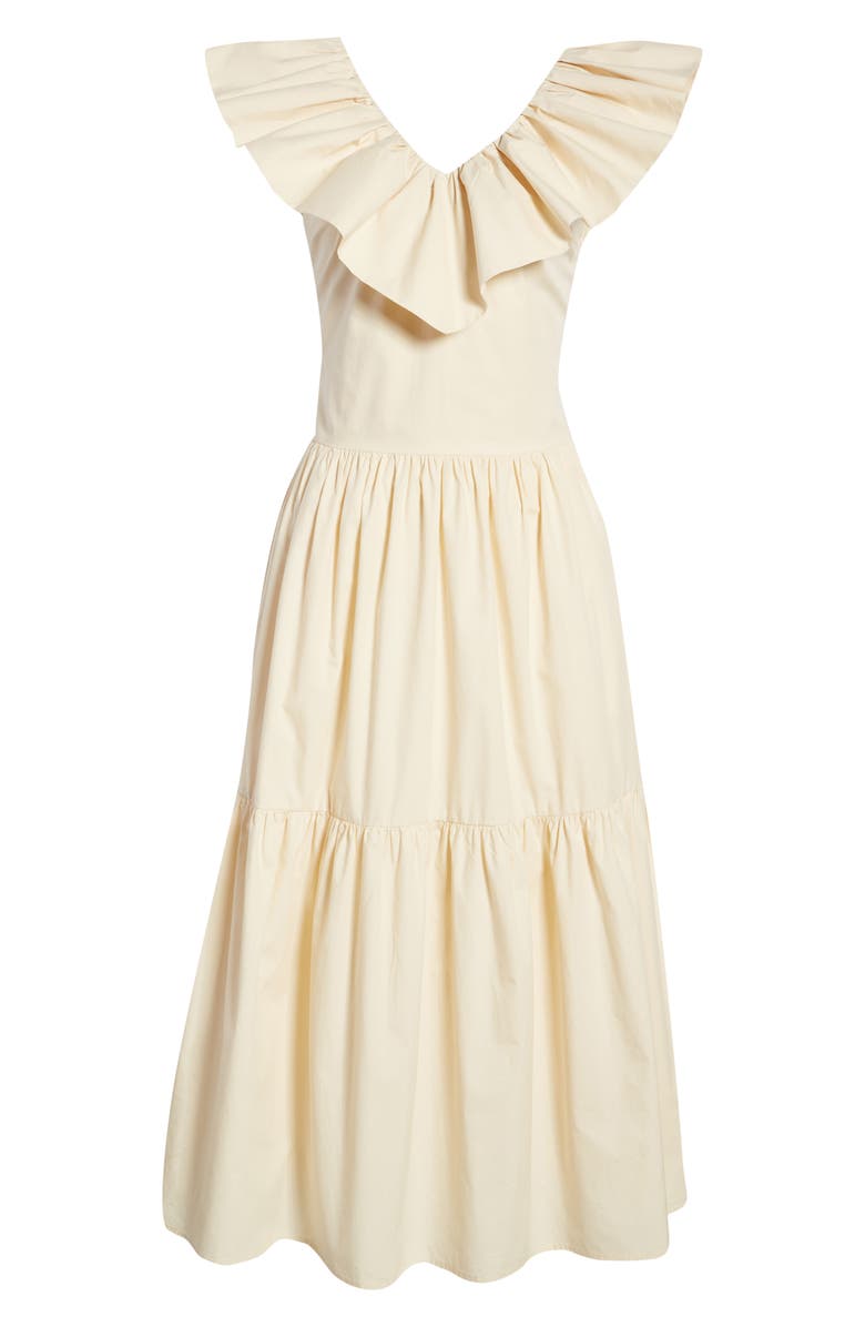 English Factory Ruffle V-Neck Cotton Dress, Alternate, color, 