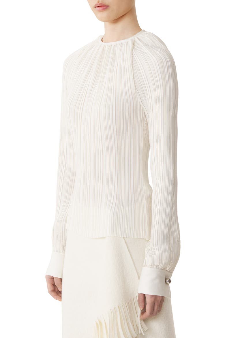 Pleated Charmeuse Top, Alternate, color, Milk