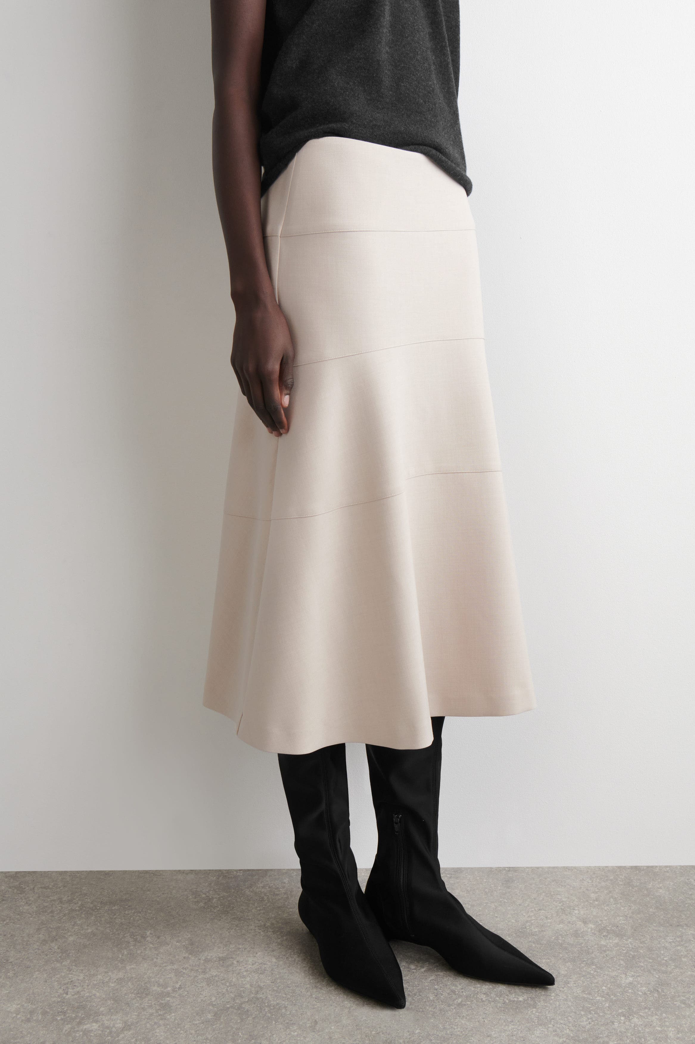 Curved A-Line Midi Skirt - image 4