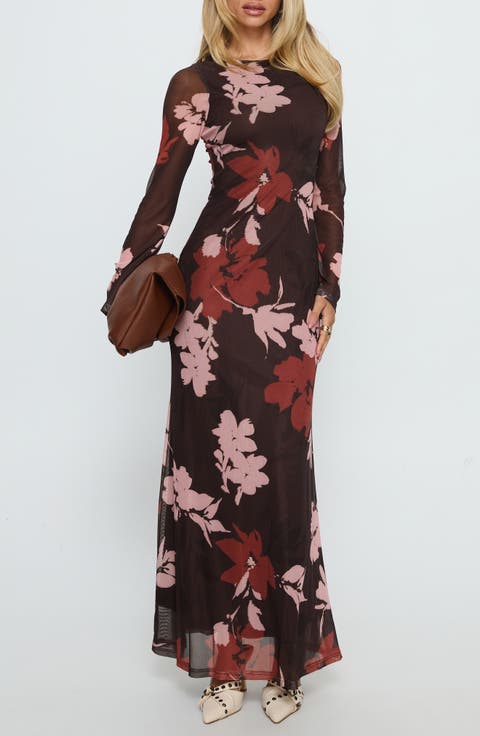 Istefania Long Sleeve Floral Maxi Dress