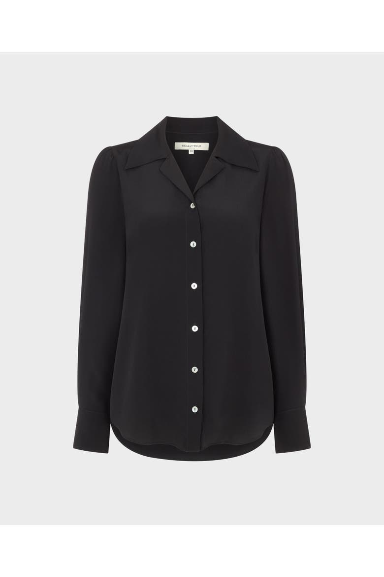 Devas Silk Collar Shirt, Main, color, Black