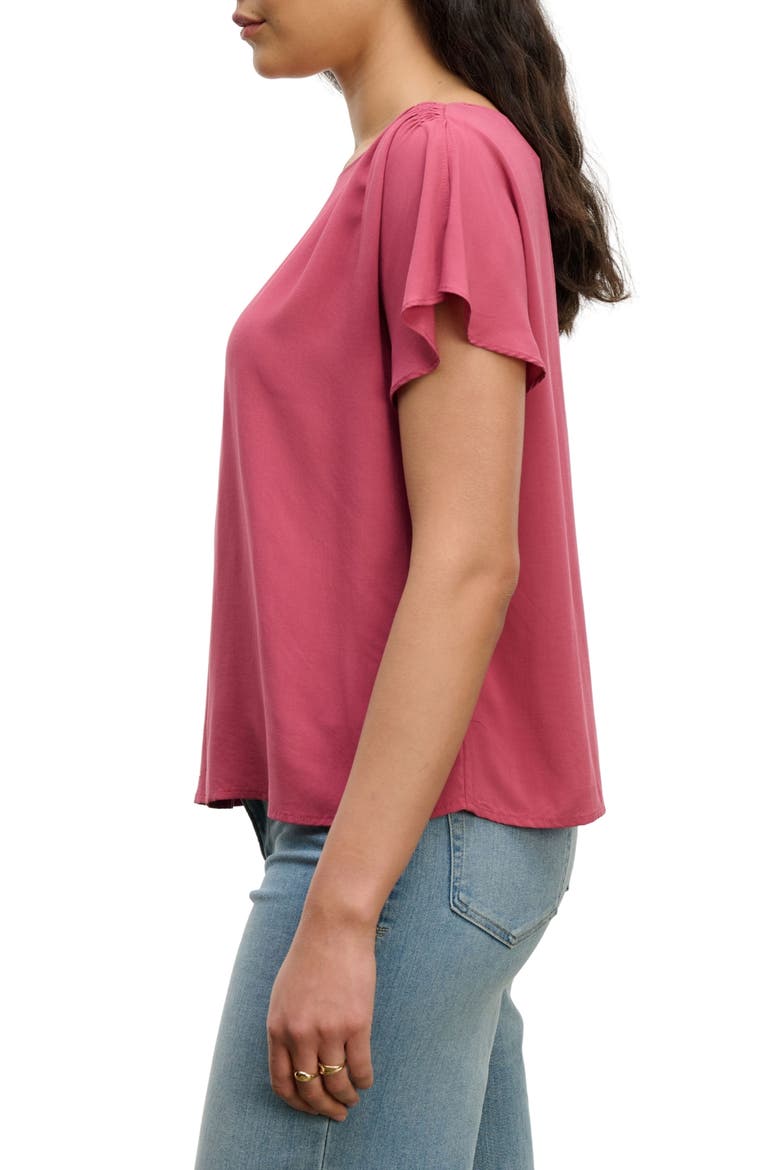 Smocked Shoulder Rayon Top, Alternate, color, GARNET PNK