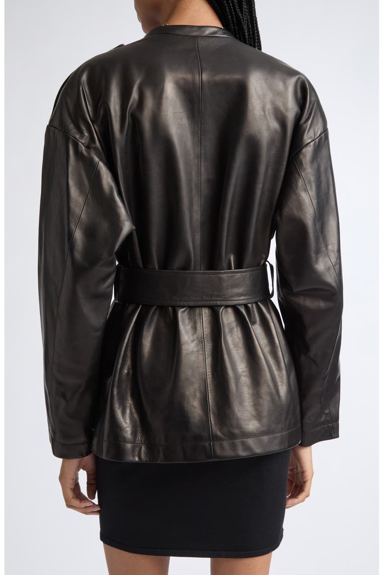 Floridiana Leather Jacket, Alternate, color, BLACK