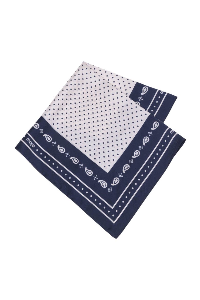 60x60 silk print bandana, Alternate, color, Navy dot bandana print
