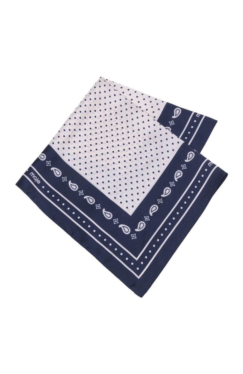 maje 60x60 silk print bandana, Alternate, color, Navy Polka Dot Bandana Print