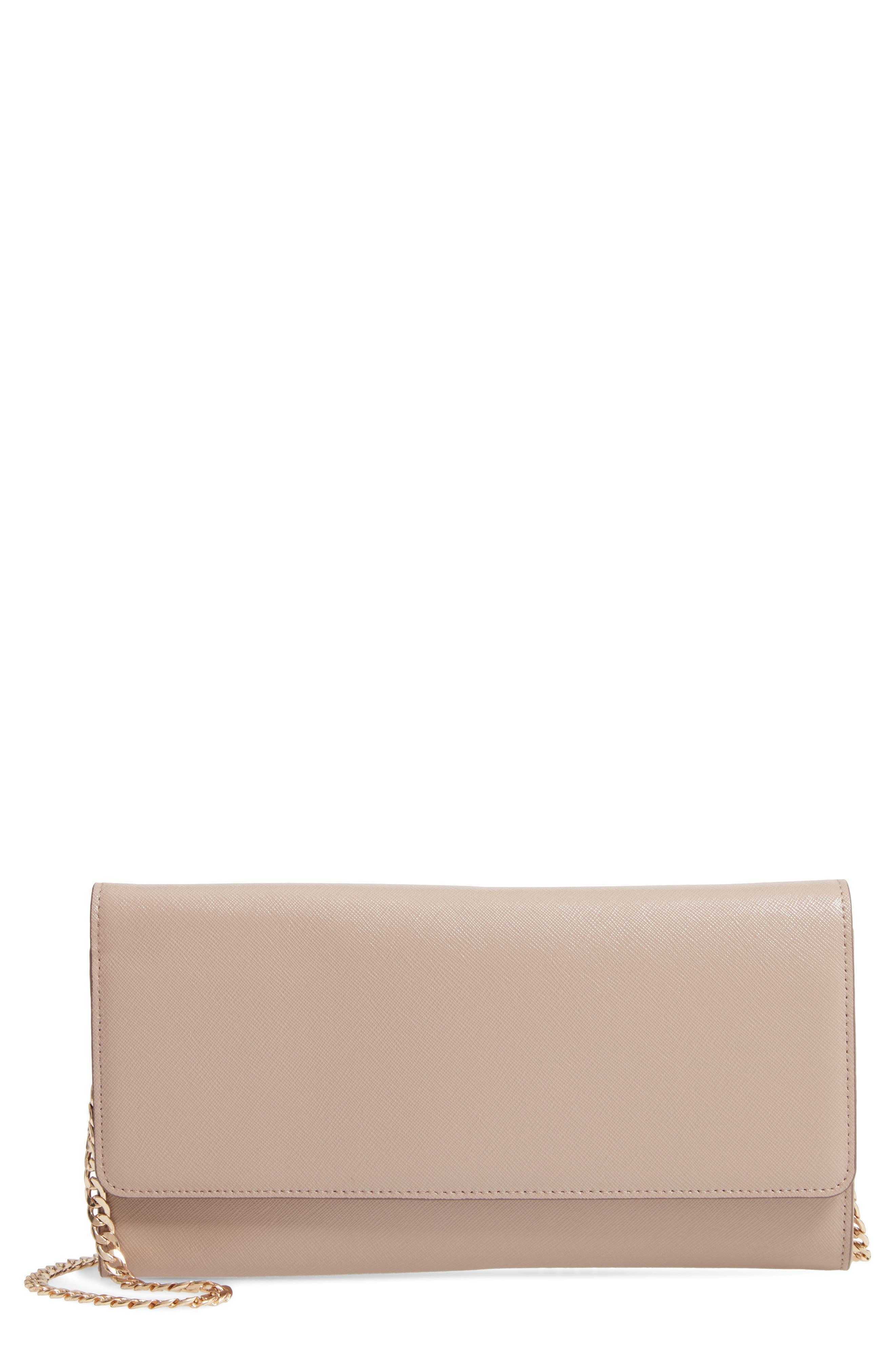 Selena Leather Clutch, Main, color, GREY BARK