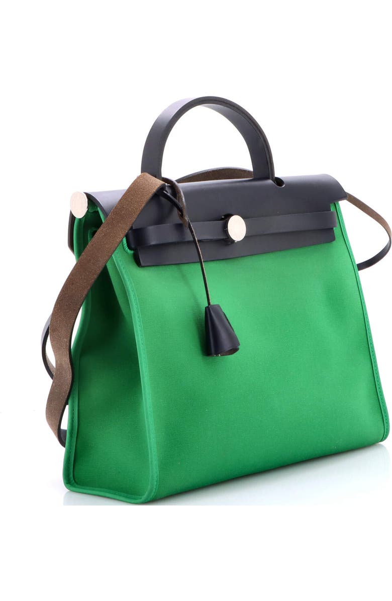 Pre-Owned Hermes Herbag Zip Leather and Toile 31, Alternate, color, Green