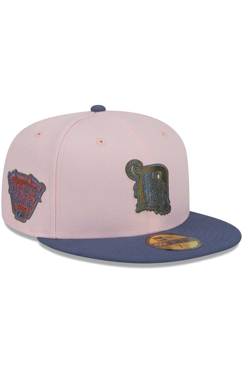 New Era Men's New Era Pink/Blue Detroit Tigers  Olive Undervisor 59FIFTY Fitted Hat, Main, color, 