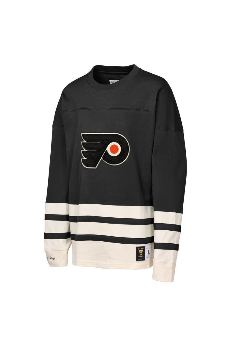 Youth Mitchell & Ness  Black Philadelphia Flyers Chainstitch Heavyweight Long Sleeve Top, Alternate, color, Black