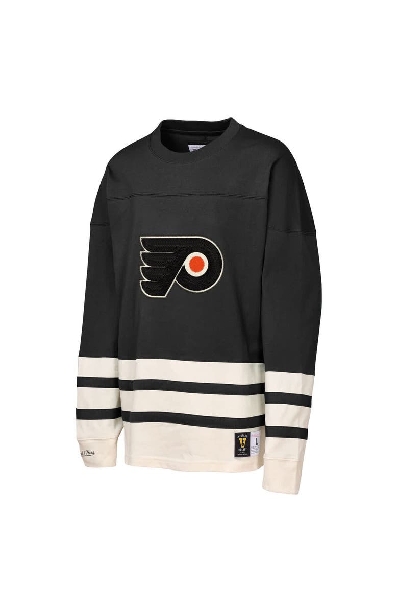 Mitchell & Ness Youth Mitchell & Ness  Black Philadelphia Flyers Chainstitch Heavyweight Long Sleeve Top, Alternate, color, Black