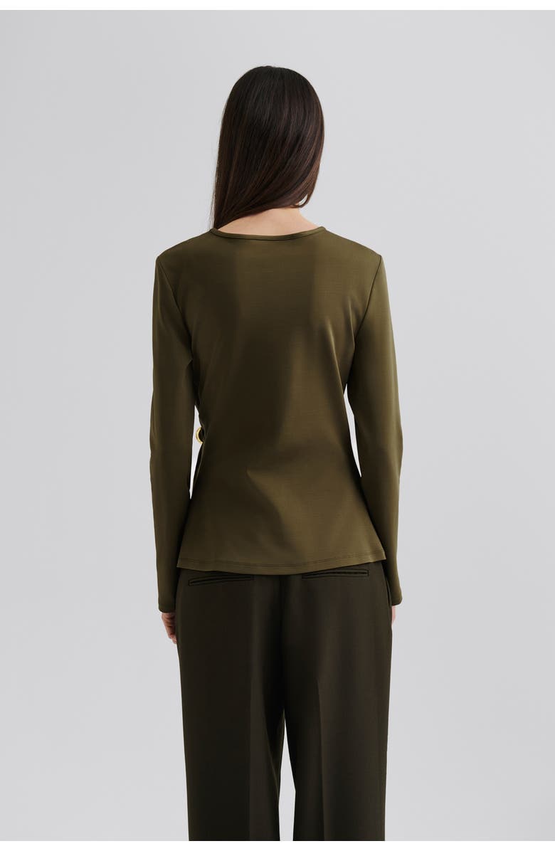 Malina Mailey  Jersey Brooch Long Sleeve Top, Alternate, color, Olive