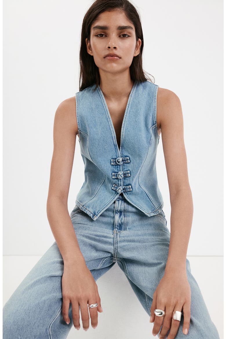 Toggle Denim Top, Alternate, color, MEDIUM BLUE