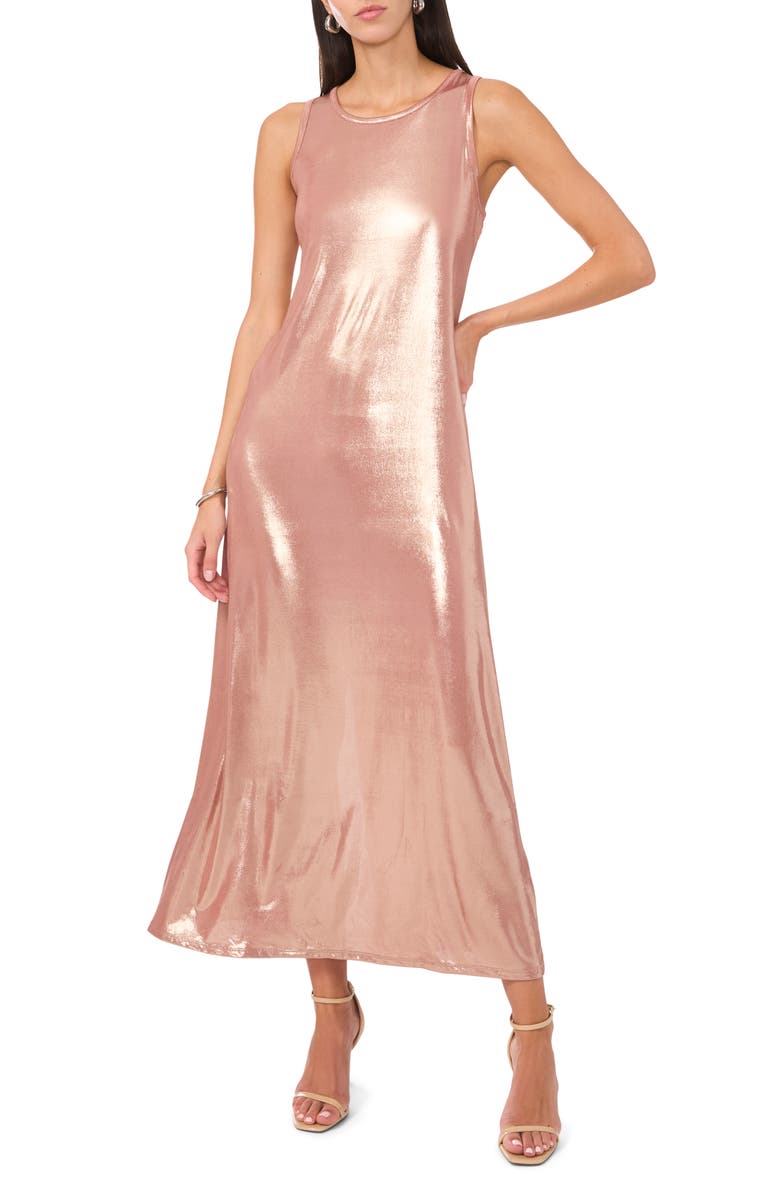 Vince Camuto Metallic Maxi Dress, Main, color, Rose Clay