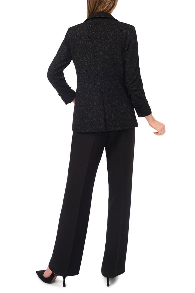 Scribble Print Scrunch Sleeve Blazer, Alternate, color, RICH BLACK