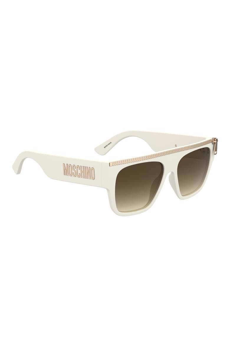 56mm Gradient Square Flat Top Sunglasses, Alternate, color, IVORY