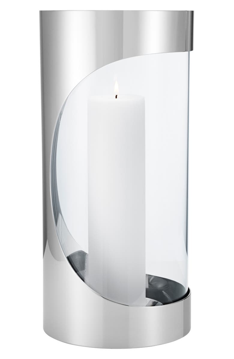 Georg Jensen Chrome Contours Hurricane Candle Holder, Main, color,