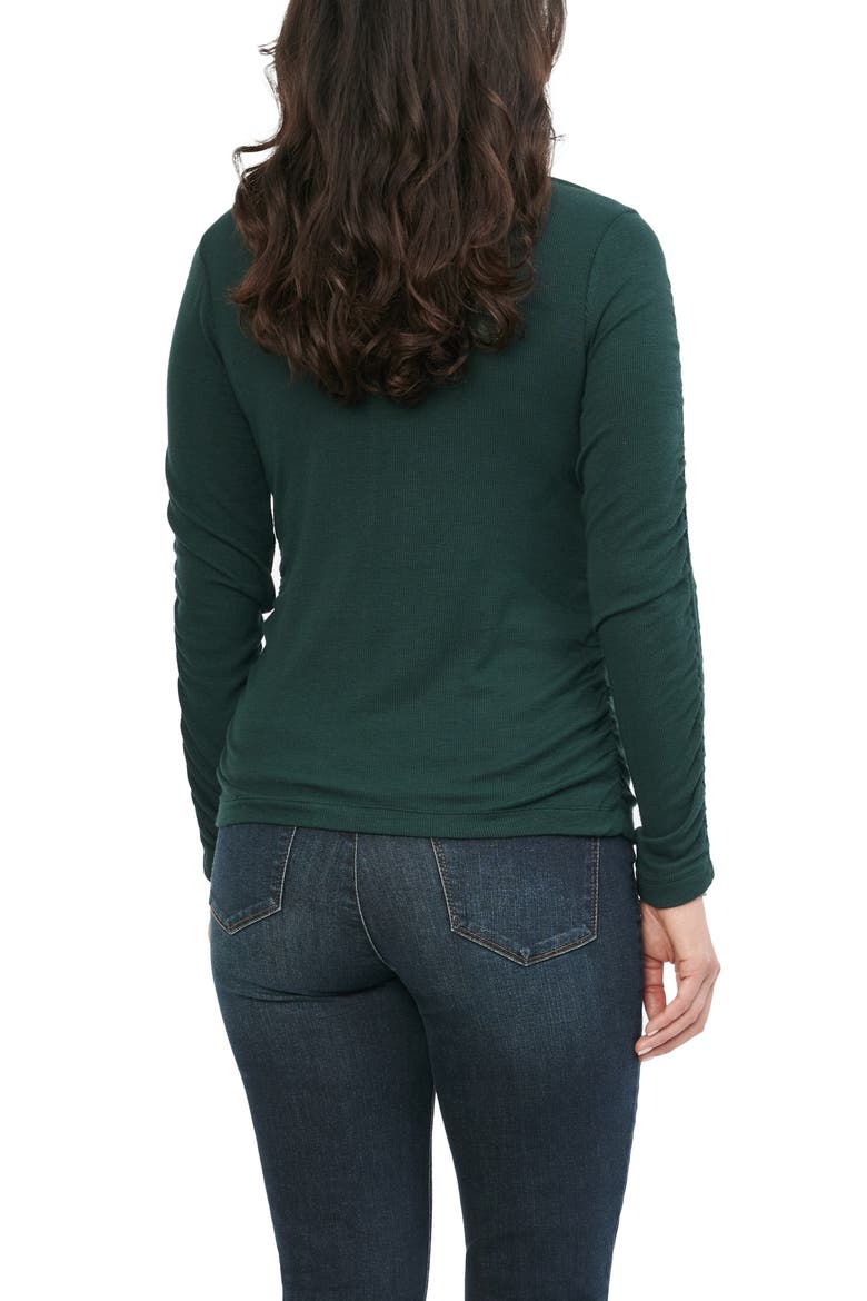 Ruched Long Sleeve Top (Nordstrom Exclusive), Alternate, color, BOTTLE GREEN