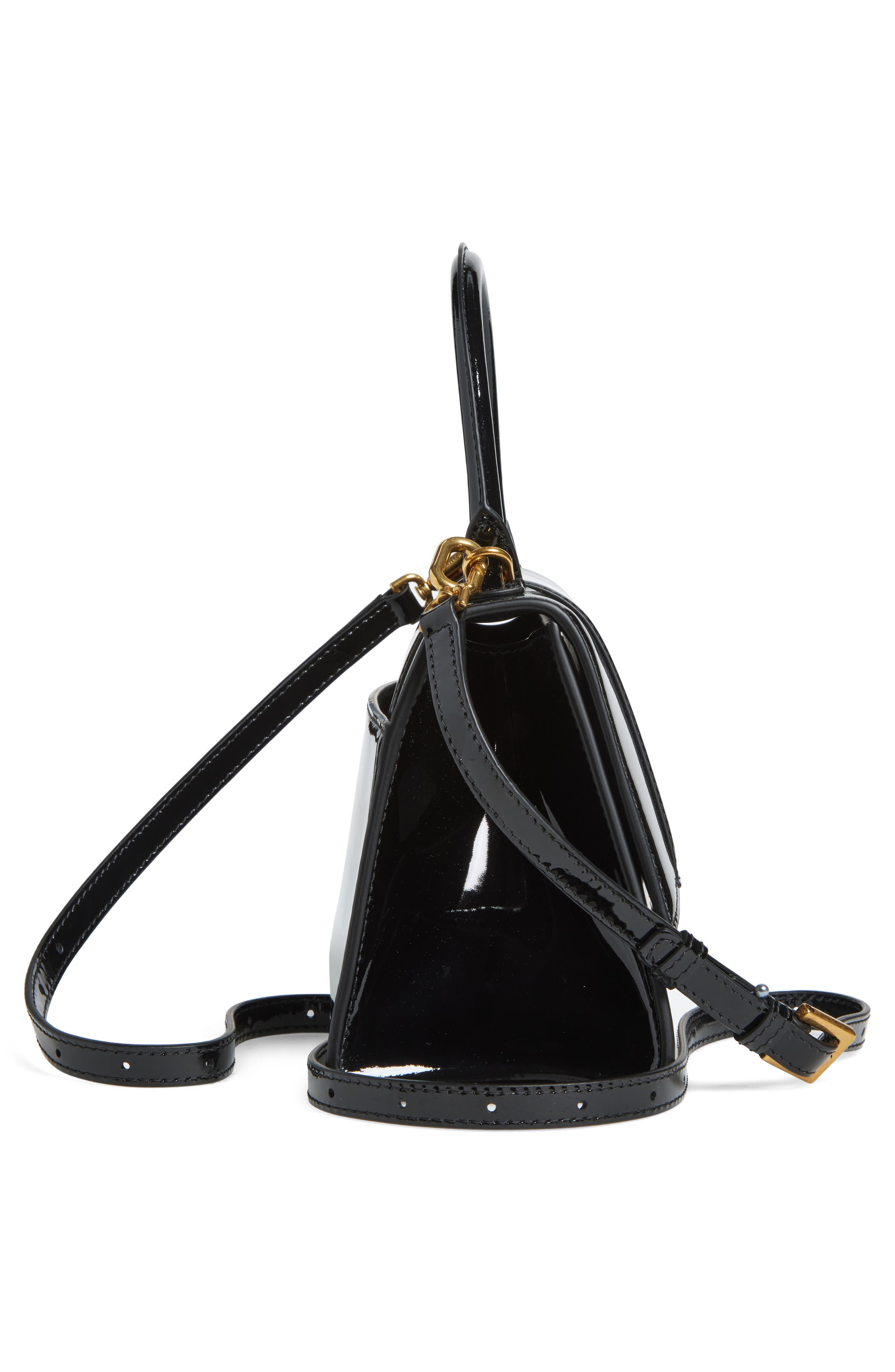 Balenciaga x Automobili Lamborghini Small Hourglass Patent Leather Top Handle Bag, Alternate, color, 1000 Black