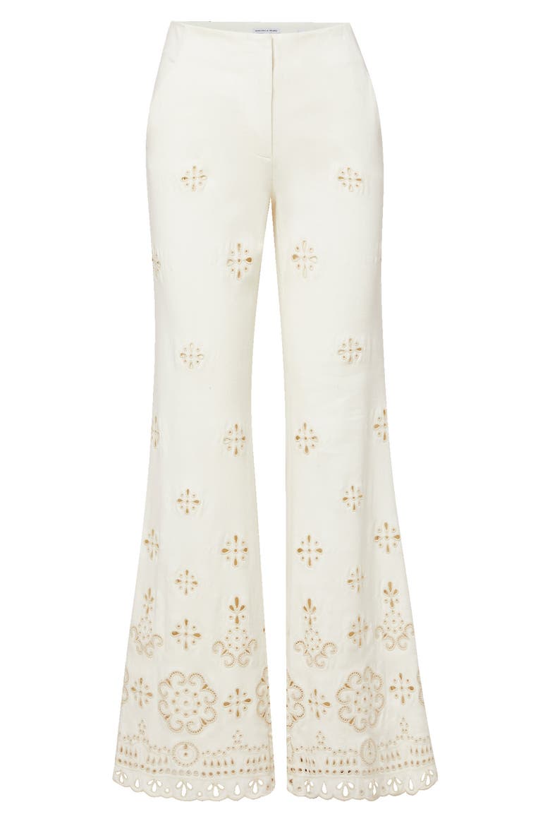 Komi Embroidered Wide Leg Denim Pants, Alternate, color, DOVE