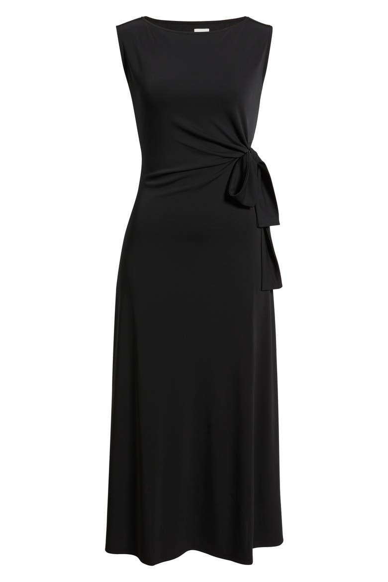 Dominique Crepe Midi Dress, Alternate, color, BLACK ONYX