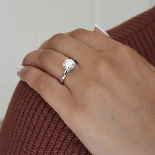 Luvmyjewelry Liora 14k Gold Round Lab Grown Diamond Hidden Halo Ring In 14k White Gold