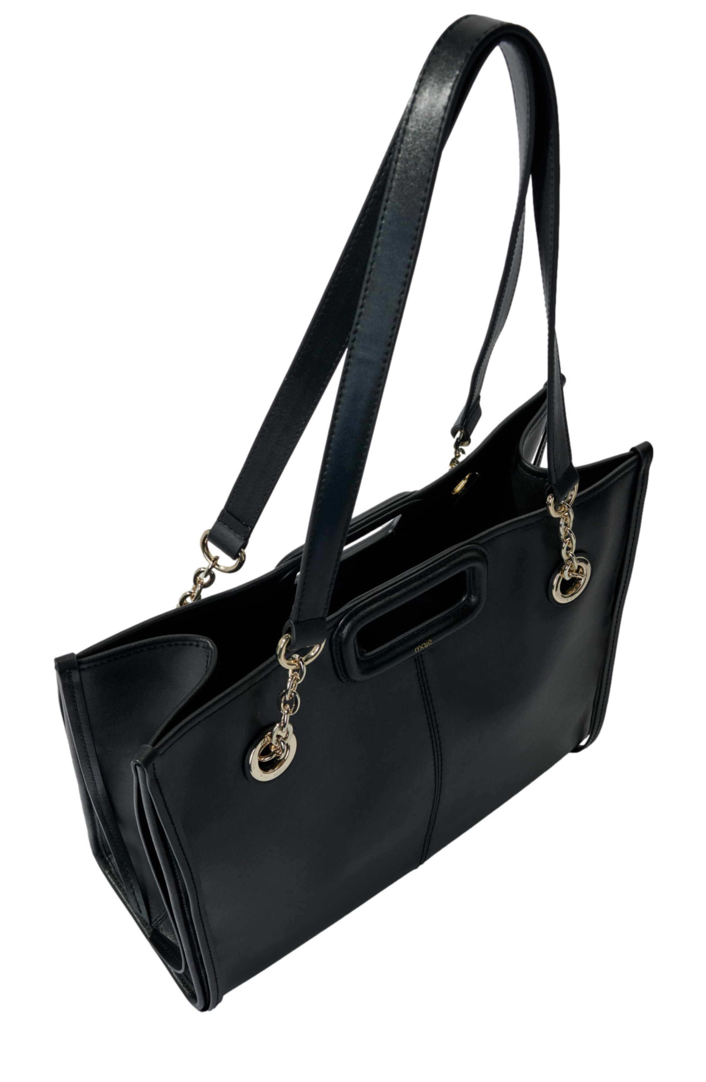 maje Leather tote bag, Alternate, color, 