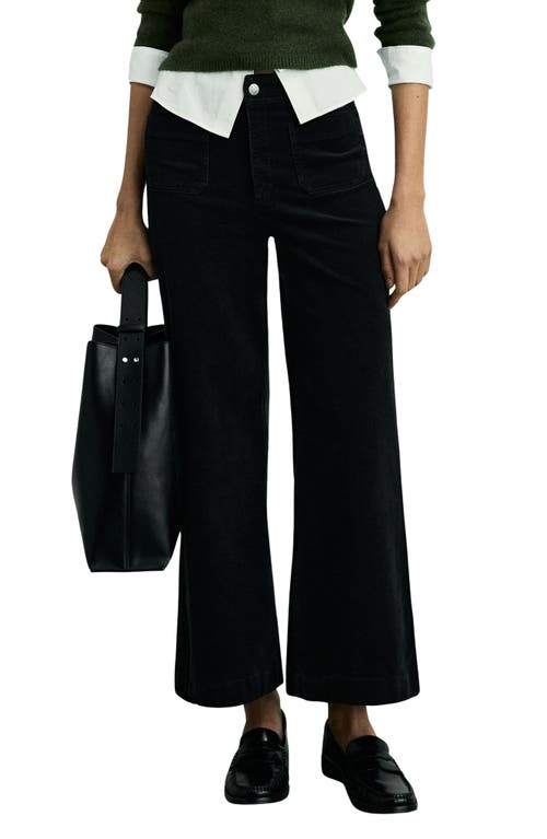 Shop Mango Catherin High Waist Wide Leg Culotte Corduroy Jeans In Black
